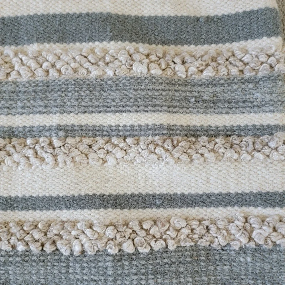 Magnolia Home Pillow Cover‎ Striped Wool Blend Nubby Neutral Boho Joanna Gaines
